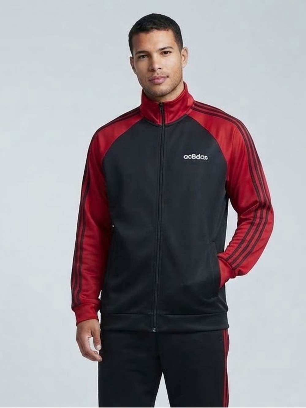 adidas Red and Black Lightweight Track Jacket XL